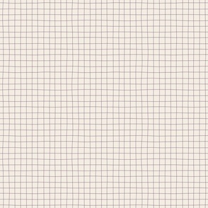 Minimal hand-drawn grid lines - Fika Coordinate - dusty berry/red-purple  on linen white - medium