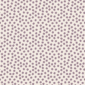 Minimal hand-drawn tossed coffee beans - Fika Coordinate - dusty berry/red-purple on linen white - medium