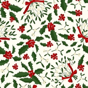 Christmas holly and mistletoe 