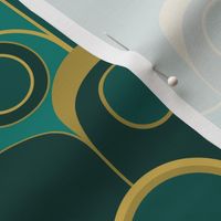Art deco inspired arranged emerald green and gold circles