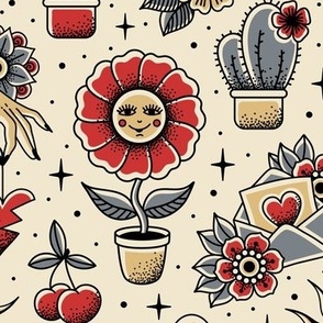 Flash Tattoo Fabric, Wallpaper and Home Decor | Spoonflower