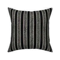 Minimal hand-drawn dots and stripes - Fika Coordinate -  linen white on black - medium