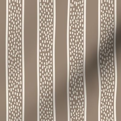 Minimal hand-drawn dots and stripes - Fika Coordinate - linen white on beige/brown  - medium