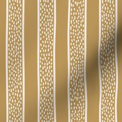 Minimal hand-drawn dots and stripes - Fika Coordinate - linen white on mustard yellow/ochre - medium