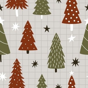 Christmas trees checkered background