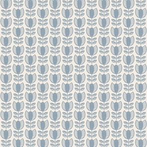 Bold Scandinavian flowers with stripes and dots - Fika coordinate - dusty powder blue on linen white - small