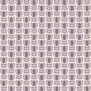 Bold Scandinavian flowers with stripes and dots - Fika coordinate - dusty berry/red-purple on linen white - small