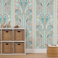 Teal art deco wallpaper scale Wallpaper | Spoonflower