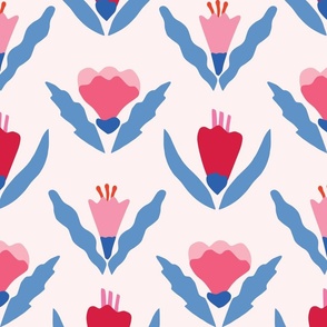 Folksy Floral in Red, Pink and Blue