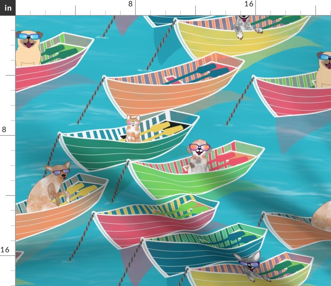 Vacationing Pets on Caribbean Row Boats