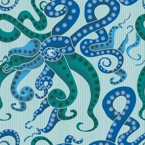 Under the Sea Ocean Tentacles  // Pantone Ultra-Steady Blue and Green