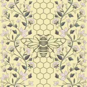 (L) Bee in the Honeycomb and Vines // Butter Yellow and Piglet Pink // Large