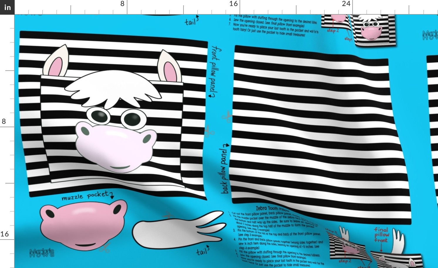 Cut & Sew Zebra Tooth Fairy Pocket Pillow 