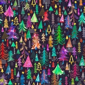 Christmas pines multicolored black Small