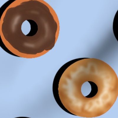 Doughnut Polka Dots with Shadows on Light Blue