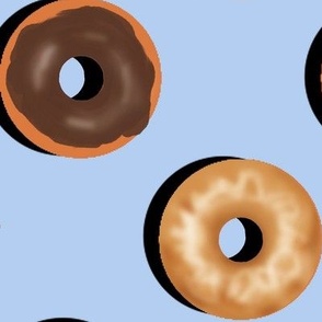 Doughnut Polka Dots with Shadows on Light Blue