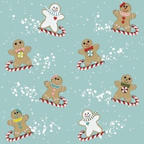 Gingerbread Snowboarders // Retro Christmas Colors 