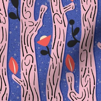 Blue and Pink Forest Trees / Medium Scale