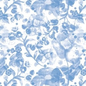 Watercolor meadow flowers - summer blossom tropical surf and beach theme periwinkle blue on white 