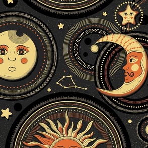 Vintage Astronomy: The Sun, The Moon and The Stars / Large Scale, Wallpaper