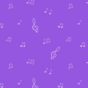 Musical notes lilac on purple 