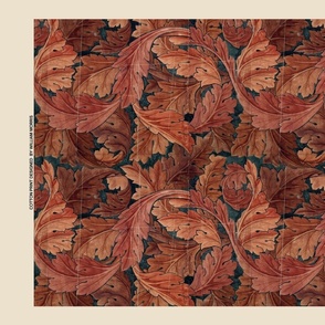 William Morris - acanthus red- Artprint - ART NOVEAU MUSEUM- Cotton Prints Exhibition , - William Morris Wall Hanging, William Morris Tea towel Fabric 