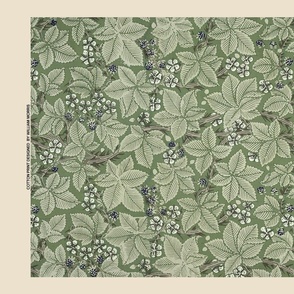 William Morris - Bramble - Artprint -  ART NOVEAU MUSEUM- Cotton Prints Exhibition , - William Morris Wall Hanging, Antiqued William Morris Tea towel