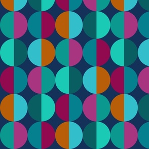 Colorful half circles on muted blue | largeCB22-1301