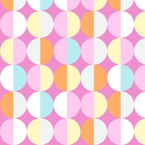 Colorful half circles on pink | large