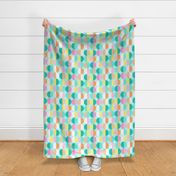 pastel green half circles on light turquoise | large