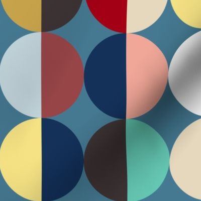 Colorful half circles on teal blue | large