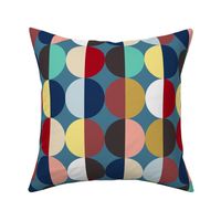 Colorful half circles on teal blue | large