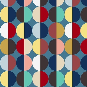 Colorful half circles on teal blue | large