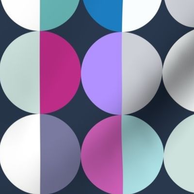Colorful half circles on navy blue | large