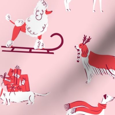 Holiday Dogs in Red and Pink