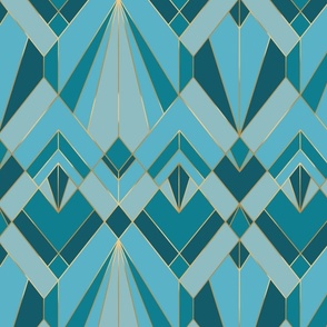 Art Deco / Nouveau - Medium Scale - Polar / Sky Blue 