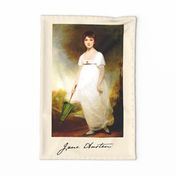 The Rice Portrait of Jane Austen - Jane Austen Tea Towel - Jane Austen Wall Hanging 