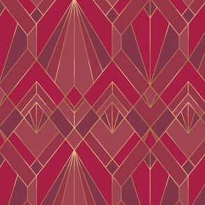 Art Deco / Nouveau - Medium Scale - Maroon / Red
