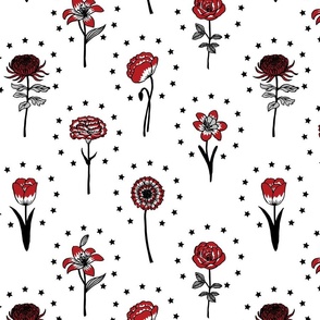 Black And White Floral Fabric, Wallpaper and Home Decor | Spoonflower