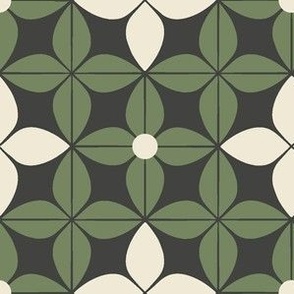 Symmetrical Abstract Stylized Retro Flowers