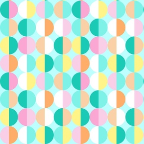 Colorful bisected circles on light turquoise | medium