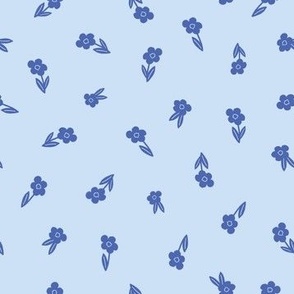 Navy blue flower silhouettes tossed on pale baby