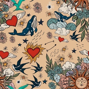 Tattoo Fabric, Wallpaper and Home Decor | Spoonflower