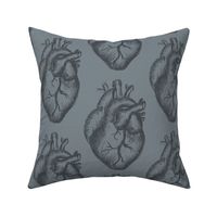 Anatomical Hearts in Muted Blue for Wallpaper, Fabric, & DIY Projects