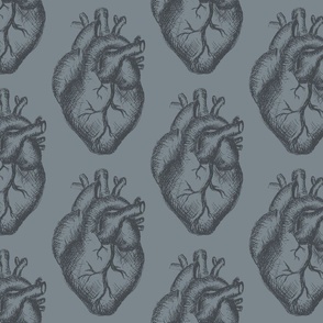 Anatomical Hearts in Muted Blue for Wallpaper, Fabric, & DIY Projects