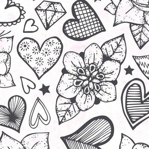 heart and flower tattoos-large