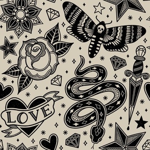 Large Scale Tattoo flash black and White