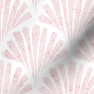 small scale abstract watercolor fan - cotton candy scallop - coastal pink wallpaper