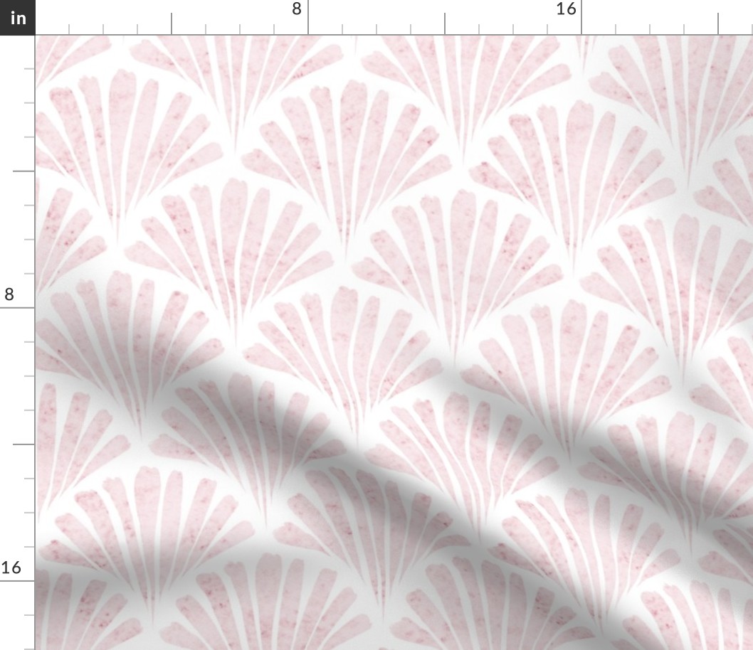 small scale abstract watercolor fan - cotton candy scallop - coastal pink wallpaper