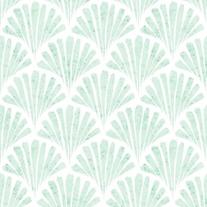 small scale abstract watercolor fan - jade scallop - coastal green wallpaper